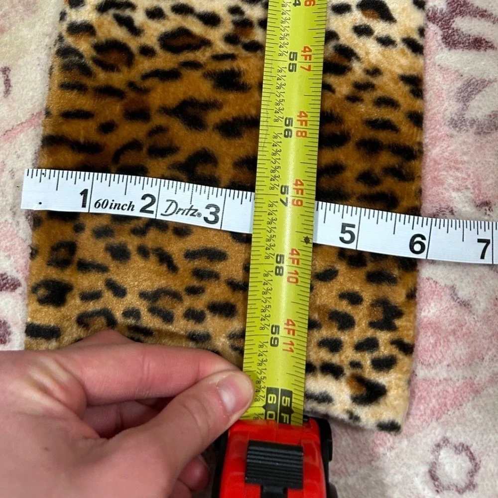 Y2K Leopard Print Scarf Brown‎ Tan Plush Animal Print Bold Retro Glam Statement